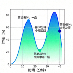 比赛局势胜率走势曲线与关键节点标记图