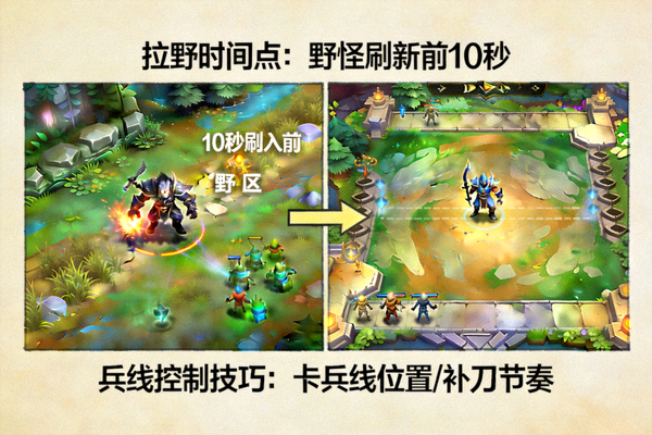 DOTA2拉野与兵线控制操作演示画面