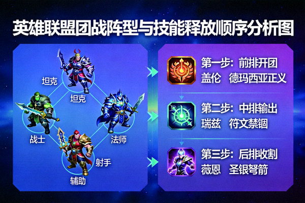 英雄联盟团战阵型与技能释放顺序分析图
